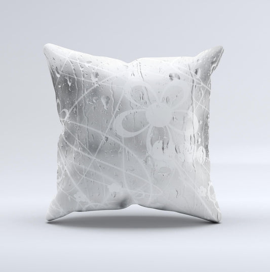 Watered Floral Glass Ink-Fuzed Decorative Throw Pillow