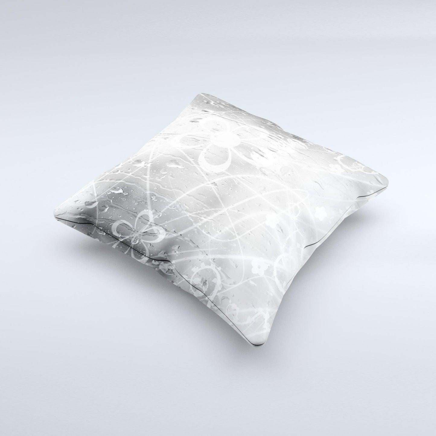 Watered Floral Glass Ink-Fuzed Decorative Throw Pillow