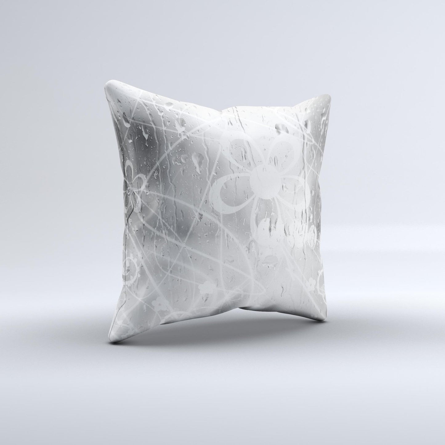 Watered Floral Glass Ink-Fuzed Decorative Throw Pillow