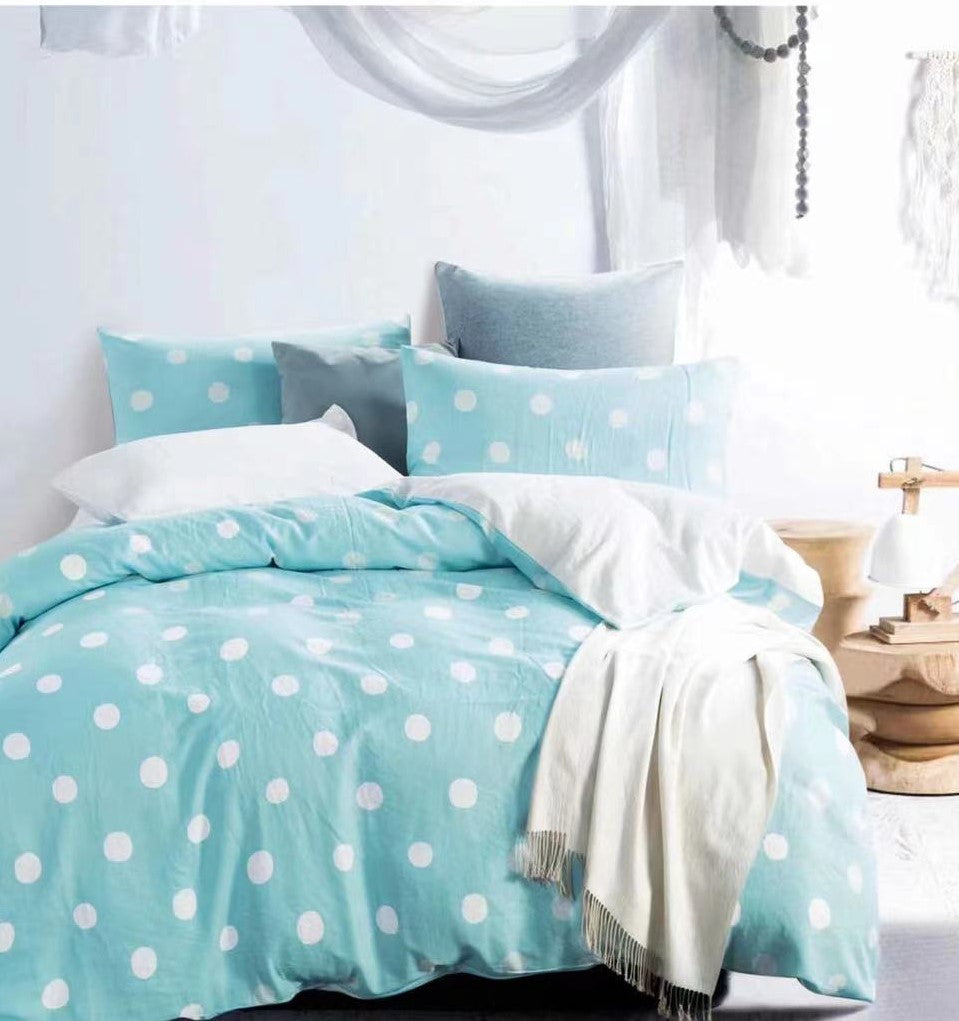 Clara Blue & White Polka Dots 100% Cotton Comforter Set