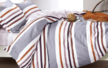 Denver Gray/Brown Striped 100% Cotton Comforter Set