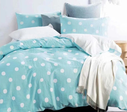 Clara Blue & White Polka Dots 100% Cotton Comforter Set