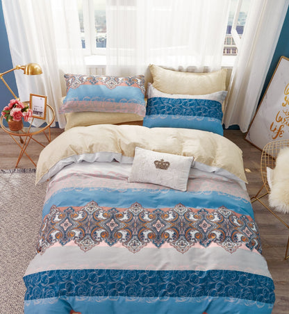 Hannah Blue/Pink Damask Comforter Set