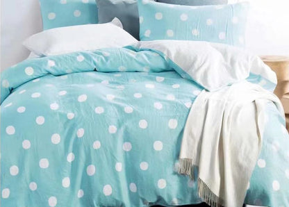 Clara Blue & White Polka Dots 100% Cotton Comforter Set