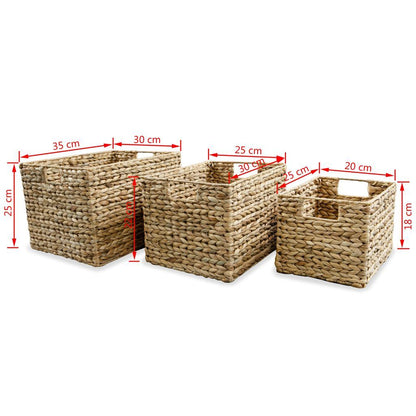 Storage Basket Set 3 Pieces Water Hyacinth