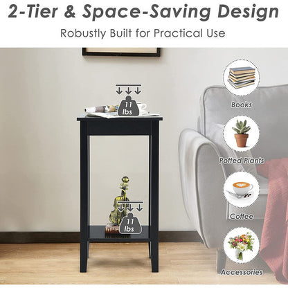 Set of 2 Versatile 2-Tier End Tables with Storage Shelf