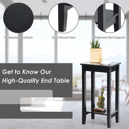 Set of 2 Versatile 2-Tier End Tables with Storage Shelf