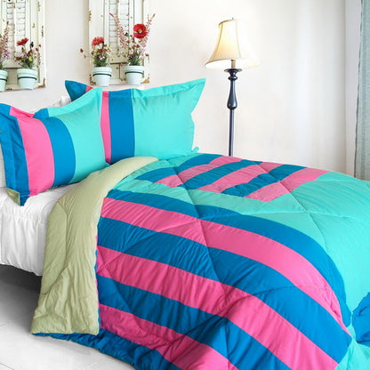 [Great Hometown] Quilted Patchwork Down Alternative Comforter Set (Twin Size)