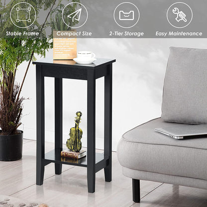 Set of 2 Versatile 2-Tier End Tables with Storage Shelf