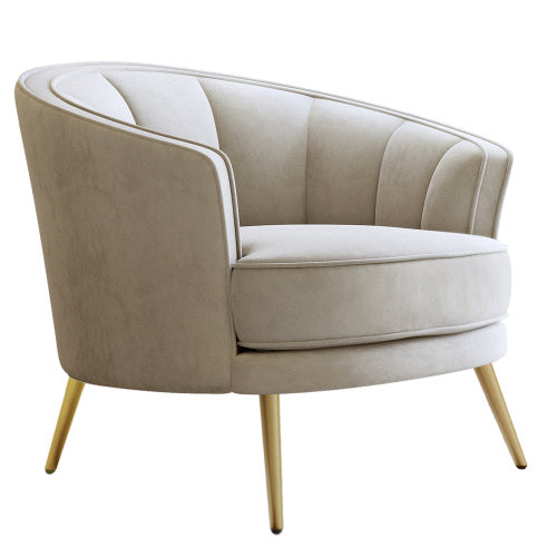 Modern Velvet Accent Barrel Chair Leisure Accent Chair Living Room Upholstered Armchair Vanity Chair for Bedroom Meeting Room,Beige