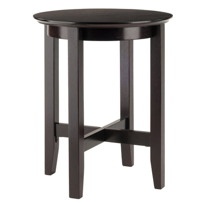 Toby Round Accent End Table; Espresso