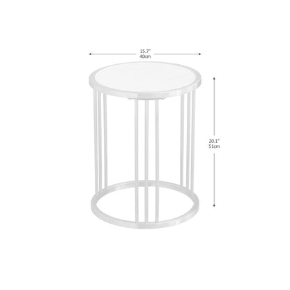 Sintered stone round side/end table with golden stainless steel frame