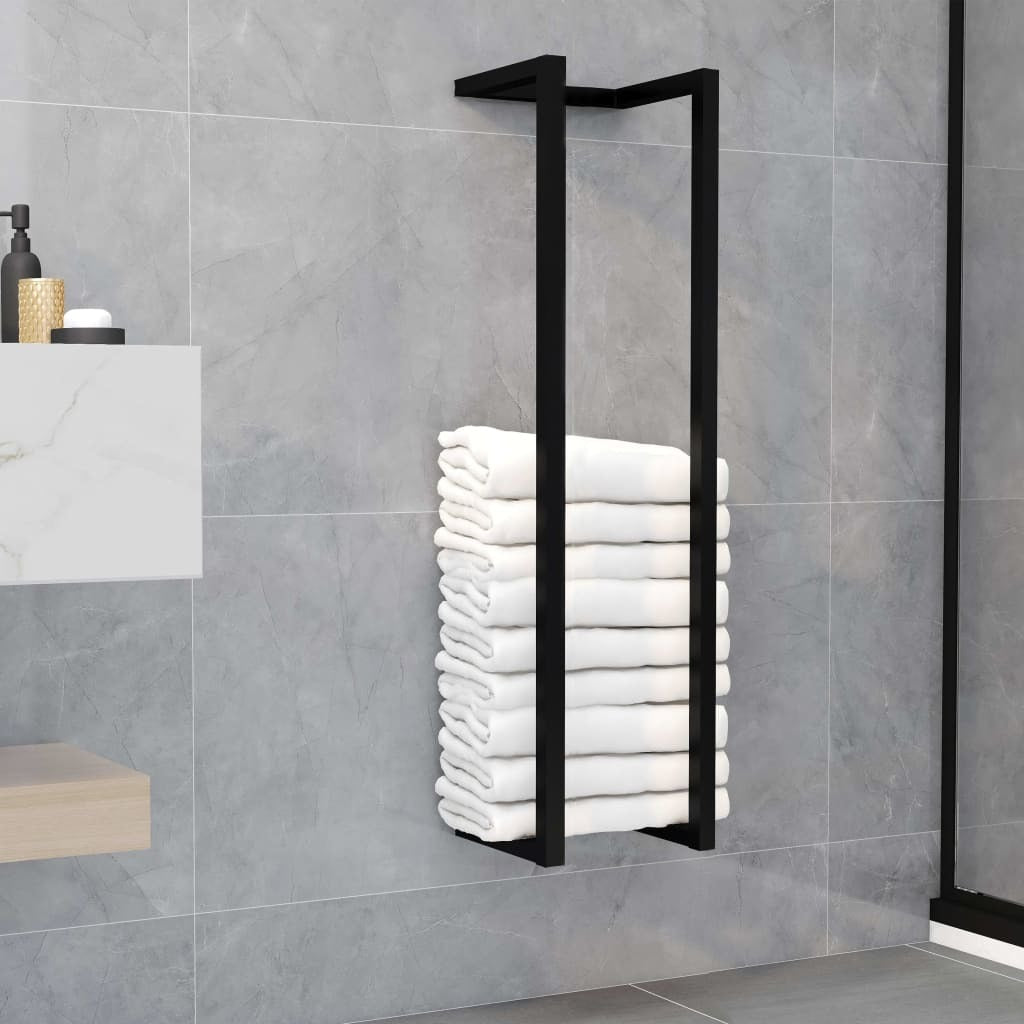 vidaXL Towel Rack Black 9.8"x7.9"x37.4" Iron