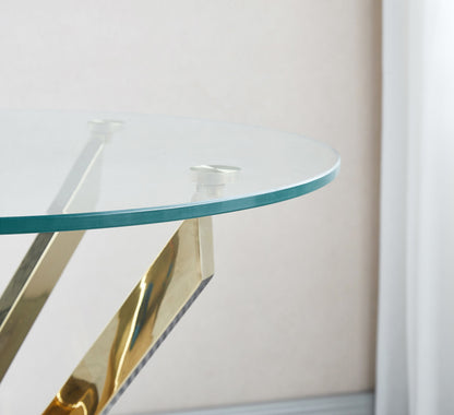 Modern Round Tempered Glass End Table with Chrome Legs