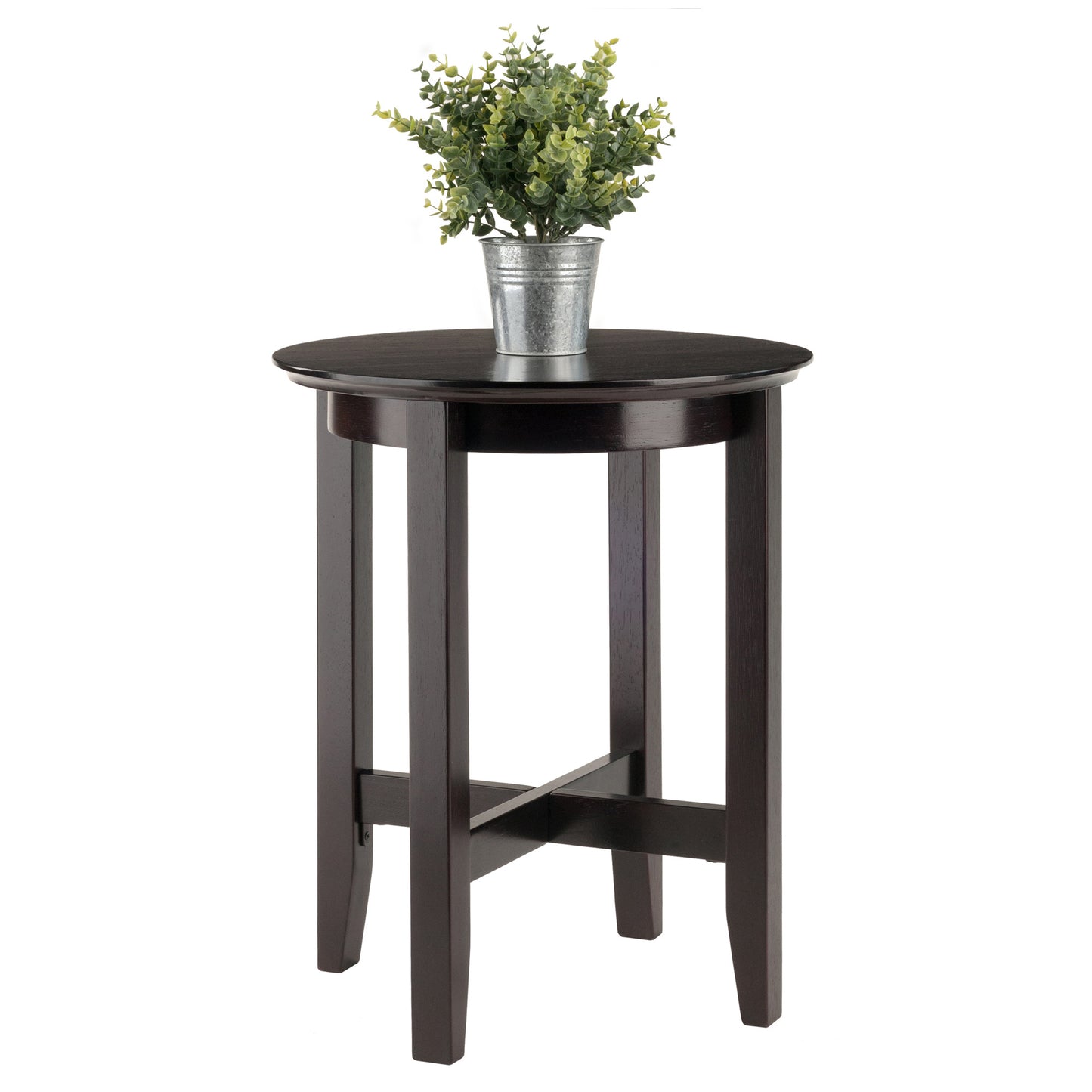 Toby Round Accent End Table; Espresso