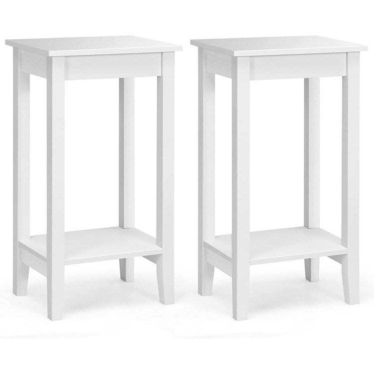 Set of 2 Versatile 2-Tier End Tables with Storage Shelf