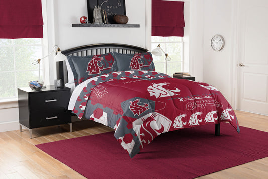 Washington State OFFICIAL Collegiate "Hexagon" Full/Queen Comforter & Shams Set