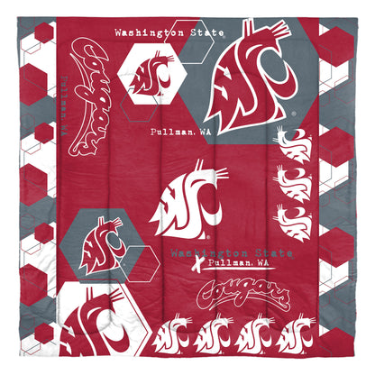 Washington State OFFICIAL Collegiate "Hexagon" Full/Queen Comforter & Shams Set