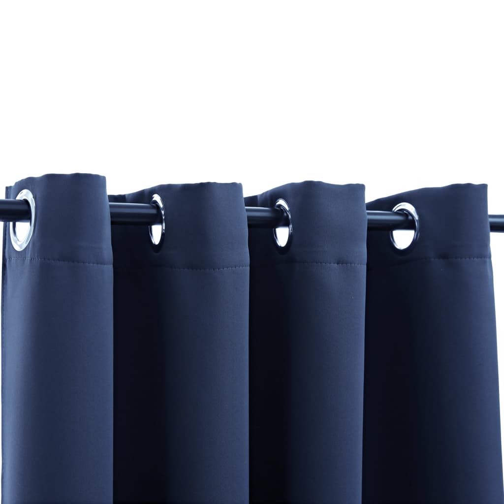 vidaXL Blackout Curtains with Rings 2 pcs Navy Blue 54"x95" Fabric