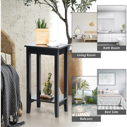 Set of 2 Versatile 2-Tier End Tables with Storage Shelf