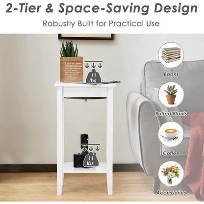 Set of 2 Versatile 2-Tier End Tables with Storage Shelf